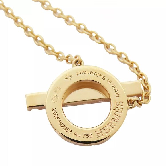 HERMES Finesse Pendant Necklace 18k Rose Gold Diamond - Picture 2 of 8